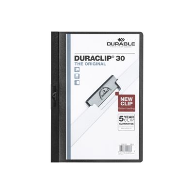 4005546203690-Durable Duraclip 30 - 5 Chemises à clip - A4 - noir-Avant-0