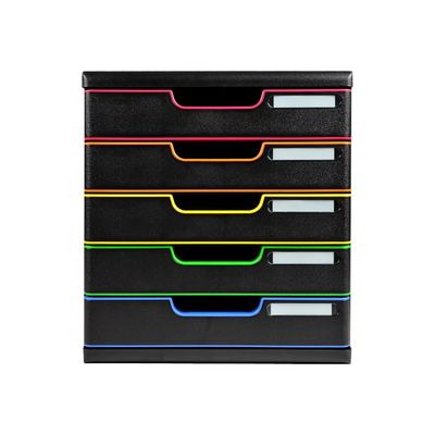 9002493423657-Exacompta Modulo - Module de classement 5 tiroirs - noir/arlequin-Avant-0