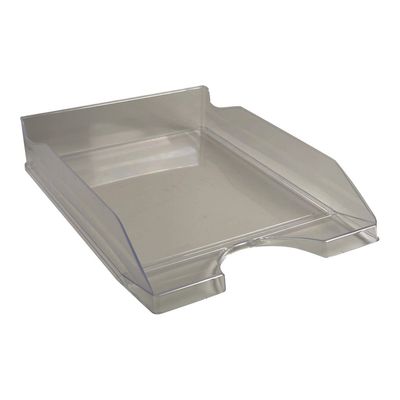9002493115453-Exacompta Ecotray - Corbeille à courrier gris translucide-Angle gauche-1