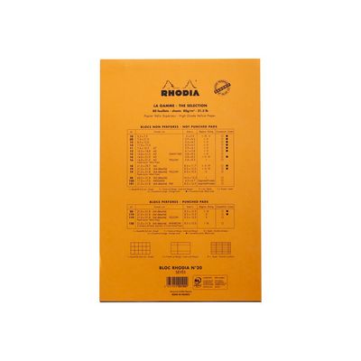 3037920201009-Rhodia Basics - Bloc notes - A4 - 160 pages - grands carreaux - 80g - orange-Arrière-1
