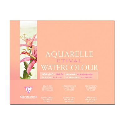 3329680964714-Clairefontaine Etival - Bloc de papier aquarelle - 25 feuilles 24 x 30 cm - 300 g/m²-Avant-0