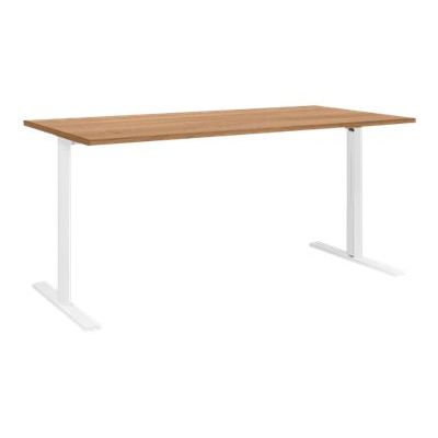 3483600722386-Table de réunion modulaire YES ! - 140 cm - Pieds blancs - Merisier-Angle gauche-0