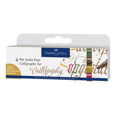 4005401675051-Faber-Castell Calligraphy Set - Pack de 4 marqueurs - permanent - pink carmine, chromium green opaque, nougat, green go-Angle droit-0