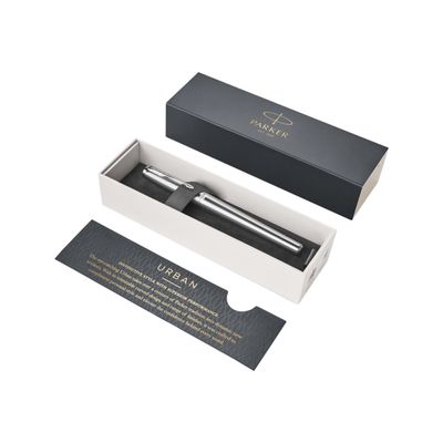 3501179315973-Parker Urban - Stylo plume - encre bleue - fin - corps métallique/argent-Angle droit-7