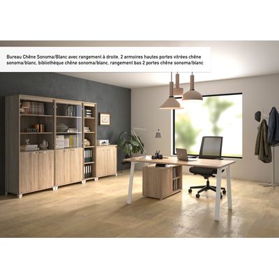 3483600933454-Bureau manager MAMBO avec retour gauche - 160 cm - Chêne/chocolat--2