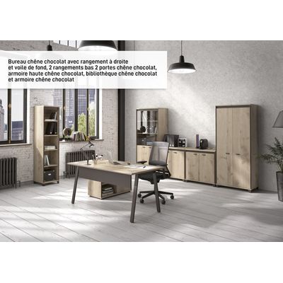 3483600940513-Bureau manager MAMBO avec retour gauche - 160 cm - Chêne Sonoma/noir--1