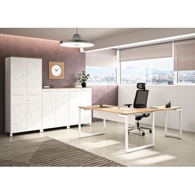 3483600495624-Bureau SUNDAY - 160 cm - Pieds cadre - Blanc--1