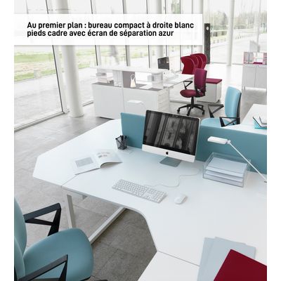 3483600495525-Bureau compact à droite SUNDAY - 160 cm - Pieds cadre - Gris--1