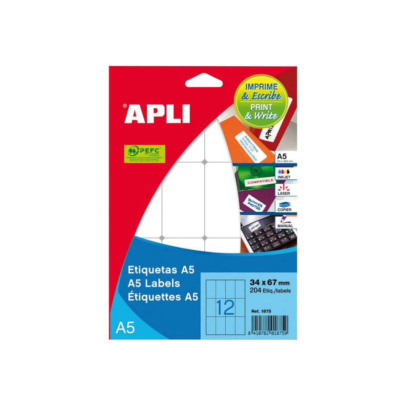 8410782018605-APLI PAPER Printing and Writing - Adhésif permanent - blanc - 12 x 18 mm 1650 étiquette(s) (15 feuill-P_42_1-1