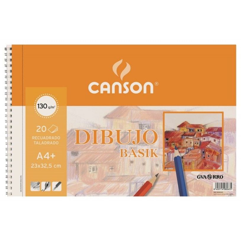 8422714080611-Canson Basik - Bloc de papier à dessin - A4 Plus - spirale - 20 feuilles - blanc naturel - qua-P_4227_1-0