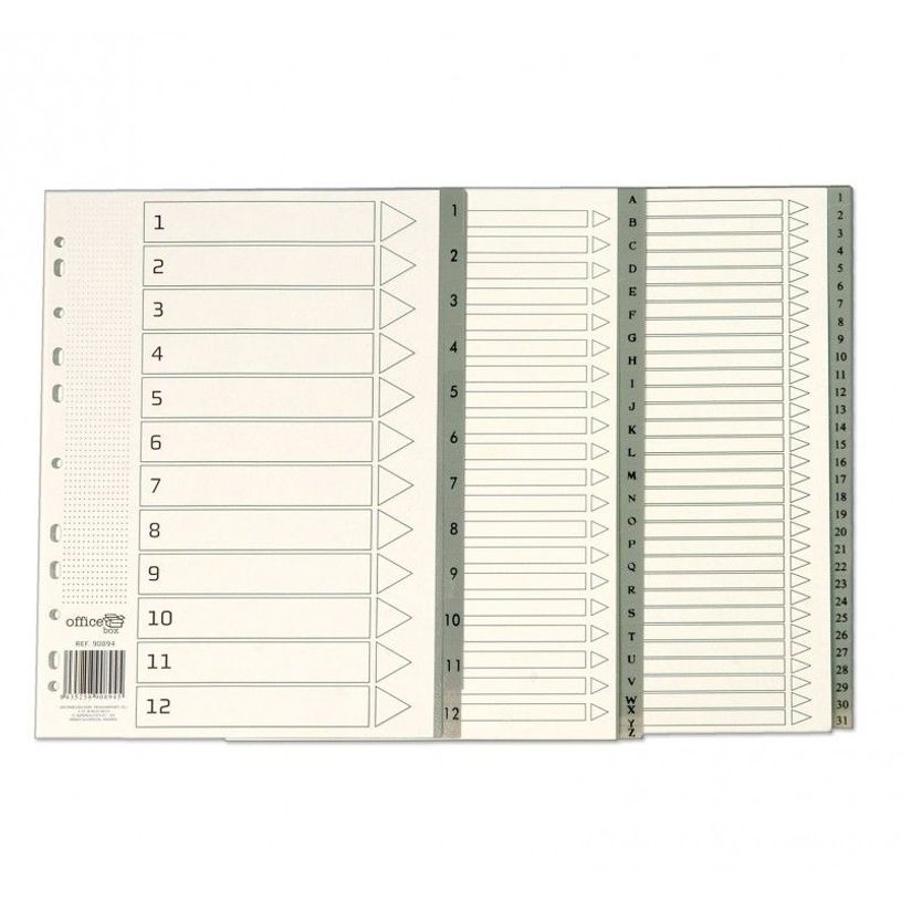 8435258901007-Fraga Import - Intercalaire - 31 positions - pré-imprimé : A-Z - à onglets - gris (pack de 1-P_6665_2-0