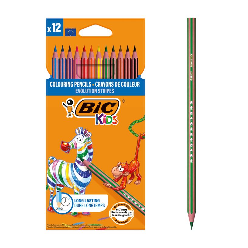 3086123499102-BIC KiDS Evolution Stripes - 12 Crayons de couleur - couleurs assorties - 3.2 mm-P_14885_1-0
