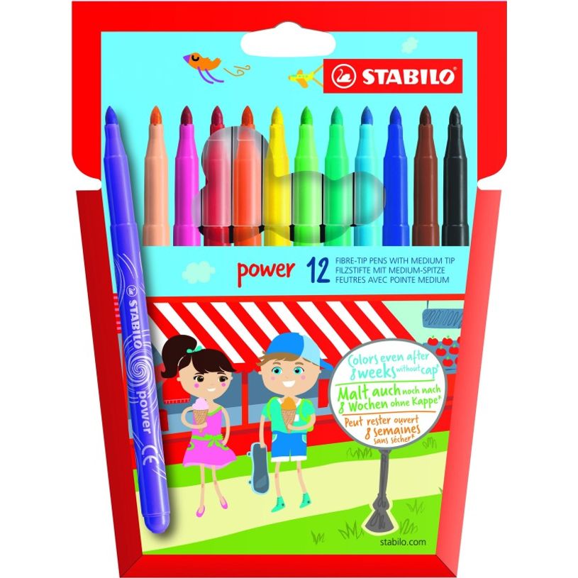 3168070280122-STABILO Power - 12 Feutres - pointe moyenne - couleurs assorties-P_28012_1-0
