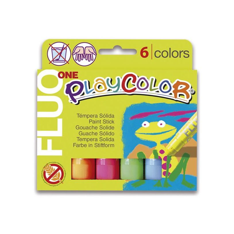 8414213104318-Playcolor One Fluo - Bâton de peinture - gouache - pour carton, bois - assortiment de couleurs fluor-P_150233_1-0