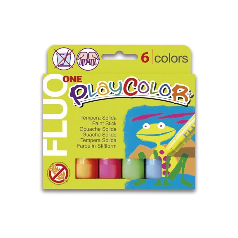 8414213104318-Playcolor One Fluo - Bâton de peinture - gouache - pour carton, bois - assortiment de couleurs fluor-P_150233_2-1