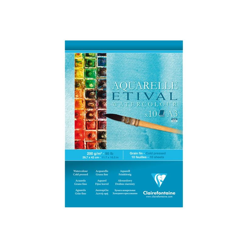 3329680963038-Clairefontaine ETIVAL Aquarelle Watercolour - bloc encollé - A3 - 10 feuilles-P_300006905_1-0