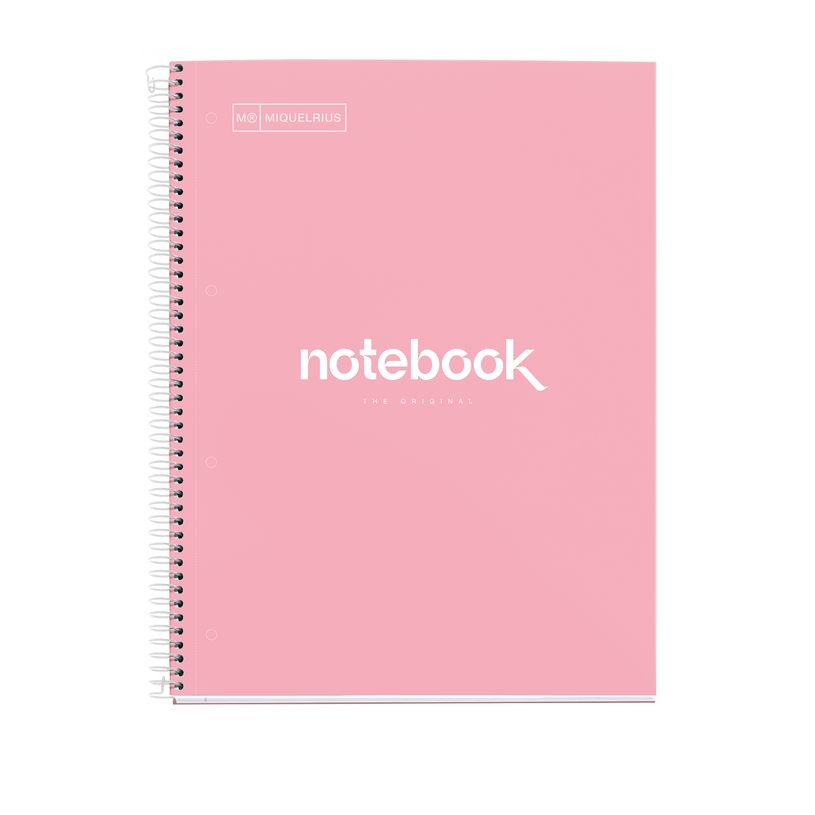 8422593460566-Notebook Emotions, couverture rigide, A4, quadrillage 5x5 mm, 80 feuilles de 1 couleur,Miquelrius, Rose--0