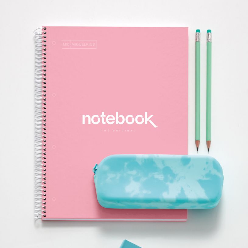 8422593460566-Notebook Emotions, couverture rigide, A4, quadrillage 5x5 mm, 80 feuilles de 1 couleur,Miquelrius, Rose--2