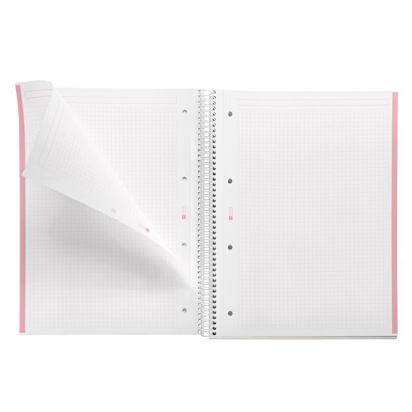 8422593460566-Notebook Emotions, couverture rigide, A4, quadrillage 5x5 mm, 80 feuilles de 1 couleur,Miquelrius, Rose--3