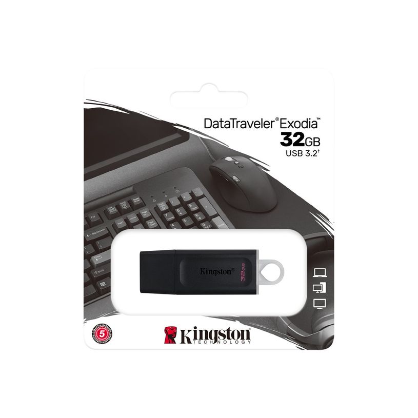 0740617309720-Kingston DataTraveler Exode - Clé USB 3.2 Gen 1 - 32 Go - blanc et noir-P_300052203_8-7