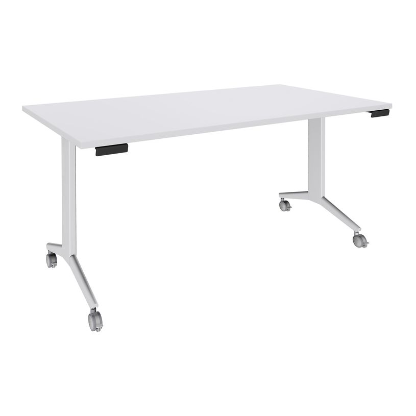 3253310160330-Table de réunion abattantes - L160 x P80 cm - pied blanc - plateau blanc perle-P_400001668_1-0