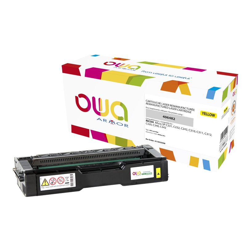 3112539642143-Cartouche laser compatible Ricoh 406482 - jaune - Owa K15933OW-P_400003282_1-0