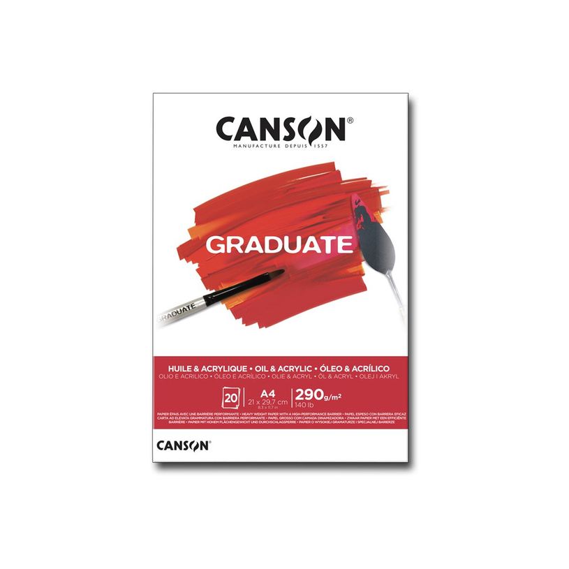 3148950021236-Canson Graduate - Bloc dessin huile et acrylique - 20 feuilles - A4 - 290 gr-P_400005344_1-0