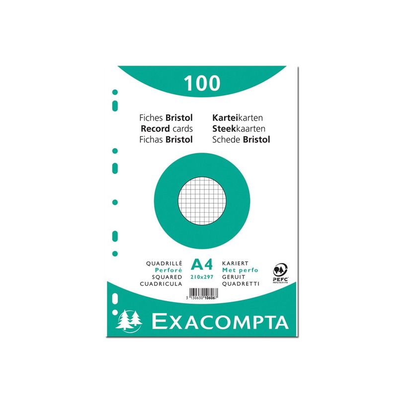 3130631106066-Exacompta - 10 Packs de 100 Fiches Bristol - A4 - petits carreaux - perforées - blanc-P_400005611_1-2