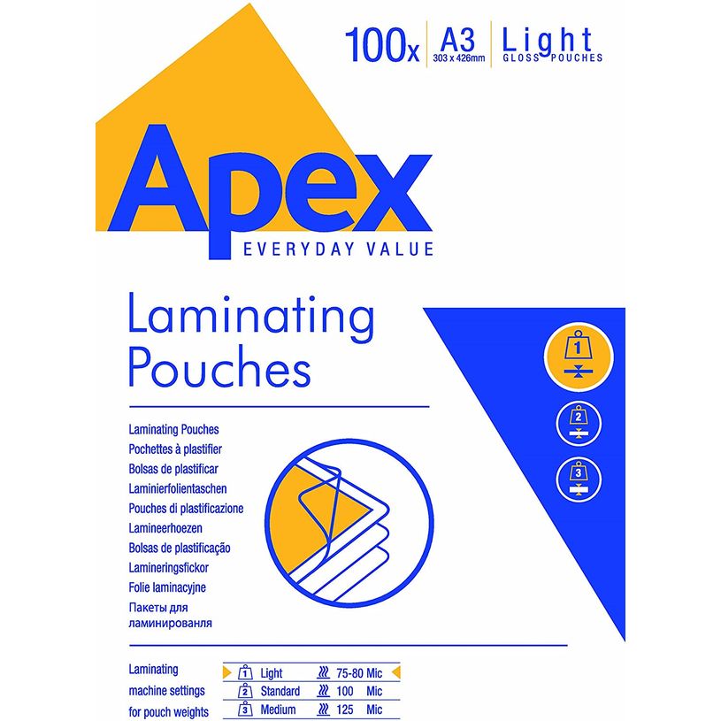 043859584840-Fellowes Apex - 100 pochettes de plastification A3 (303 x 426 mm) - 80 microns-P_400007257_2-0