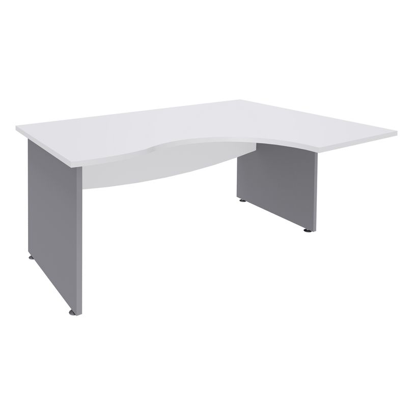 3253310106611-Bureau compact à droite DUAL - L160 cm - Pieds alu - plateau blanc (Pieds de renfort ou caisson bout de bureau obligat-P_400009044_1-0