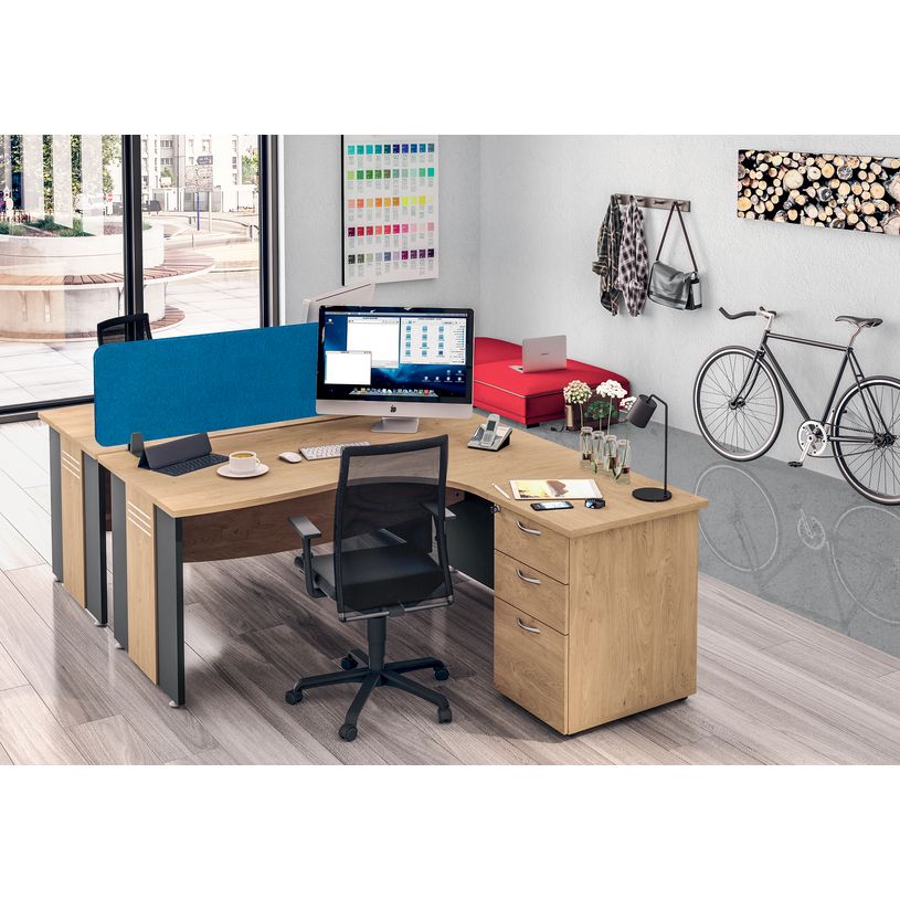 3253310106703-Bureau compact à gauche DUAL - L160 cm - Pieds Anthracite - plateau imitation Hêtre (Pieds de renfort ou caisson bout de bureau obligat-P_400009063_3-1