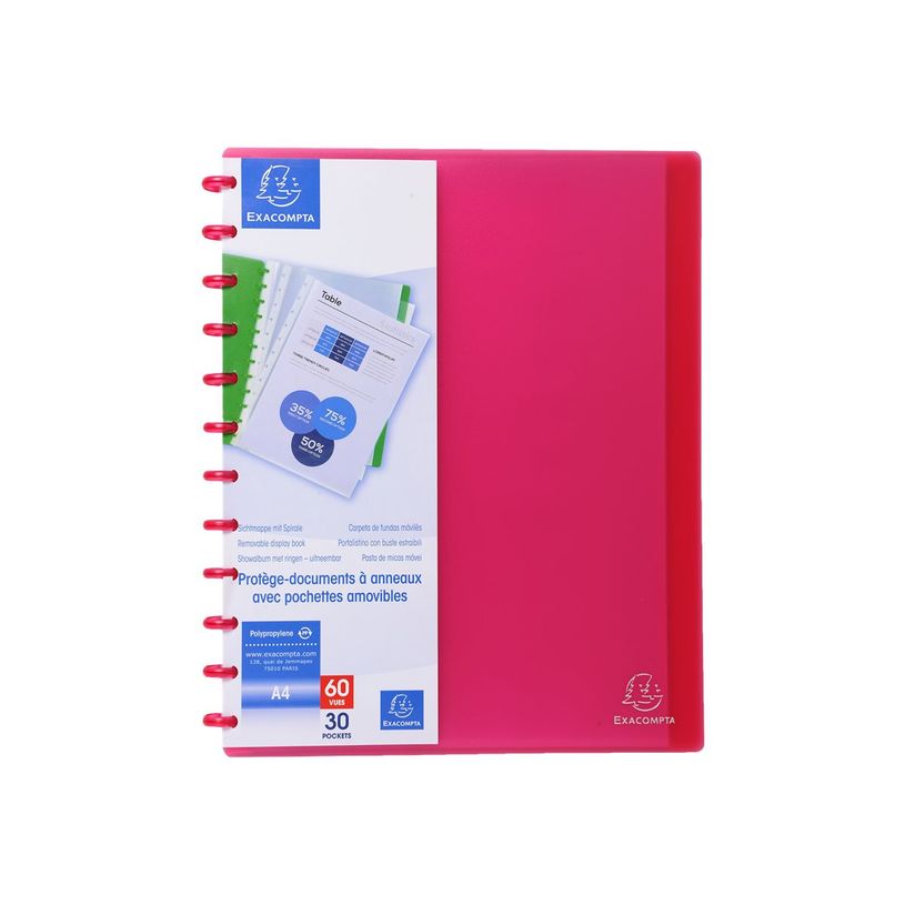 3130632863555-Exacompta - 4 Porte vues à pochettes amovibles - 60 vues - A4 - rouge-P_400011804_1-2