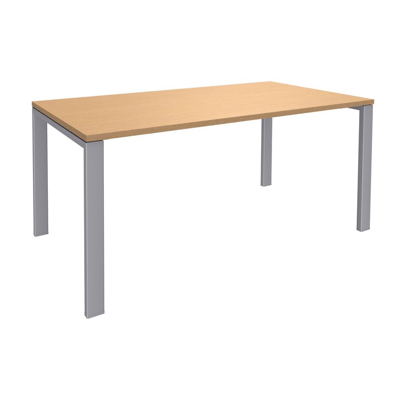 0404000120650-Bureau simple IRIS - L120 cm - Pieds aluminium - plateau imitation Hêtre-P_400012065_1-0
