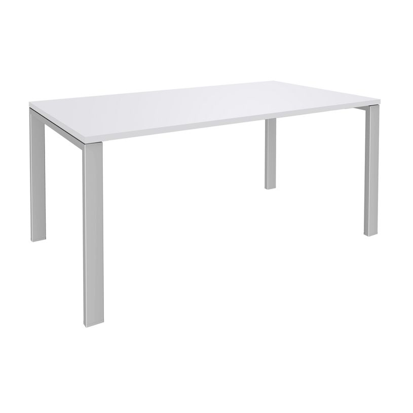 0404000120759-Bureau simple IRIS - L140 cm - Pieds aluminium - plateau Blanc perle-P_400012075_1-0