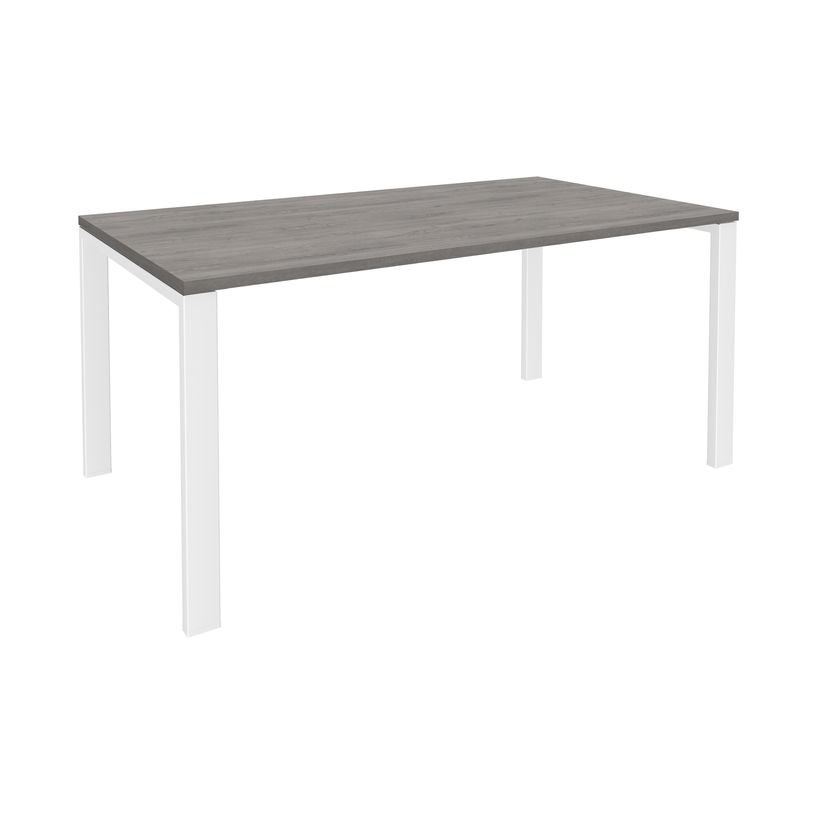 0404000120803-Bureau simple IRIS - L140 cm - Pieds blanc - plateau imitation Chêne gris-P_400012080_1-0