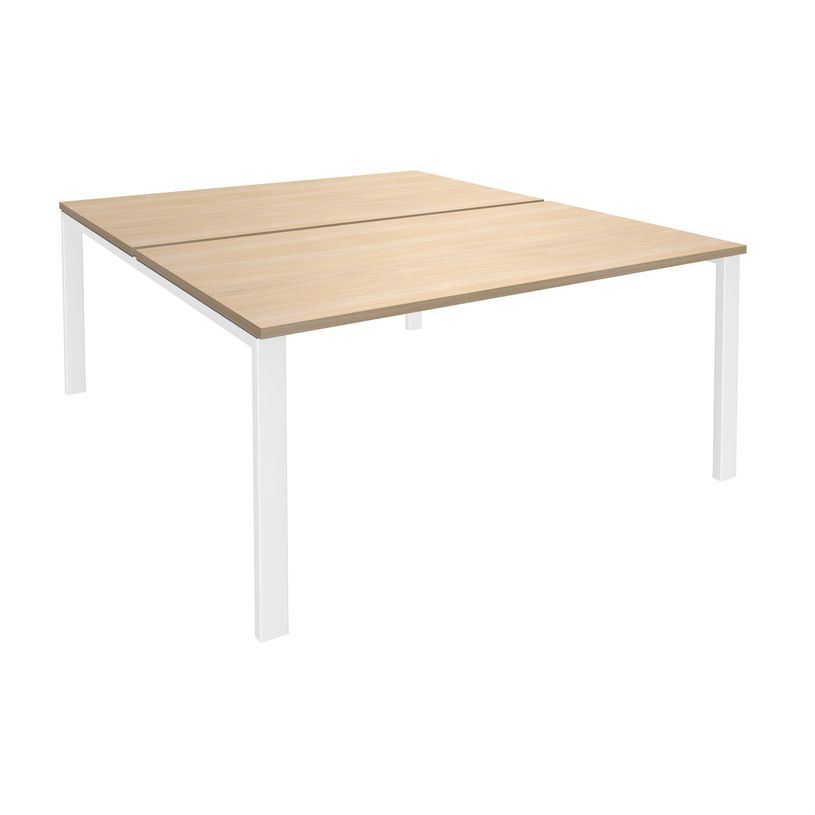 0404000121688-Bureau Bench IRIS - L140 cm - Plan de départ - Pieds blanc - plateau imitation Chêne cla-P_400012168_1-0