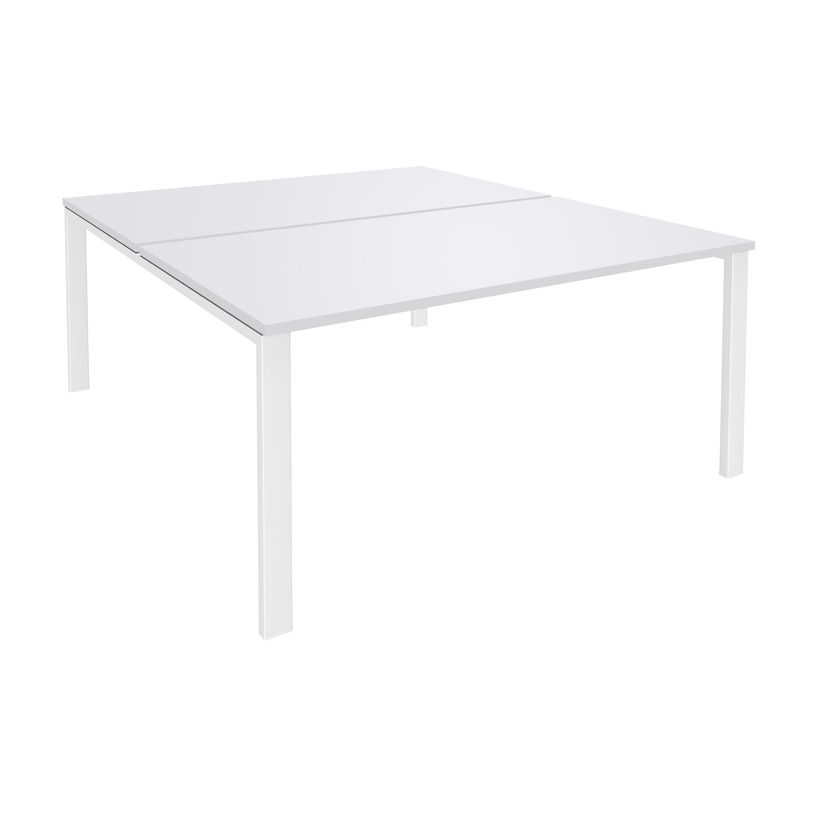 0404000121701-Bureau Bench IRIS - L140 cm - Plan de départ - Pieds blanc - plateau Blanc perle-P_400012170_1-0