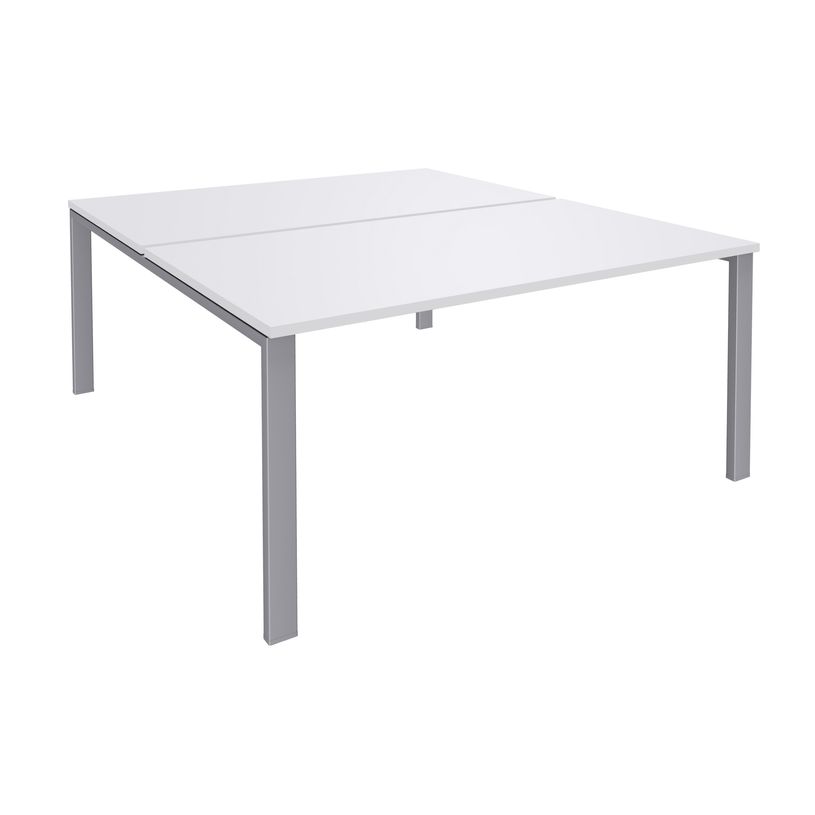 0404000121718-Bureau Bench IRIS - L140 cm - Plan de départ - Pieds aluminium - plateau Blanc perle-P_400012171_1-0