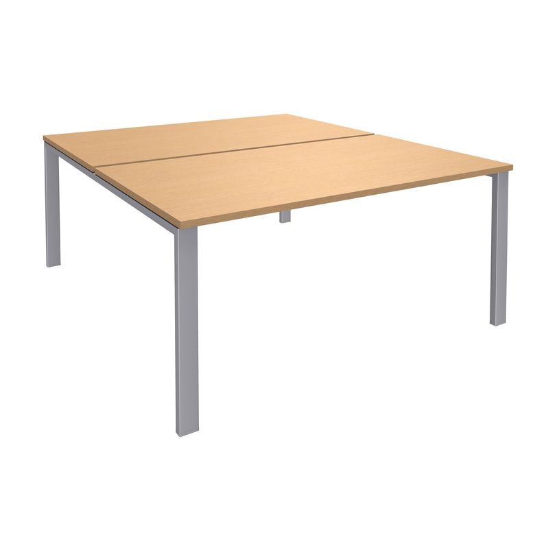 0404000121732-Bureau Bench IRIS - L140 cm - Plan de départ - Pieds aluminium - plateau imitation Hêtre-P_400012173_1-0