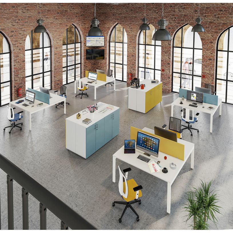 0404000121794-Bureau Bench IRIS - L140 cm - Plan de départ - Pieds aluminium - plateau imitation Erable-P_400012179_7-2
