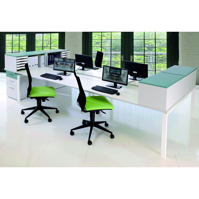 0404000122142-Bureau Bench IRIS - L120 cm - Plan suivant - Pieds blanc - plateau imitation Erable-P_400012214_6-1