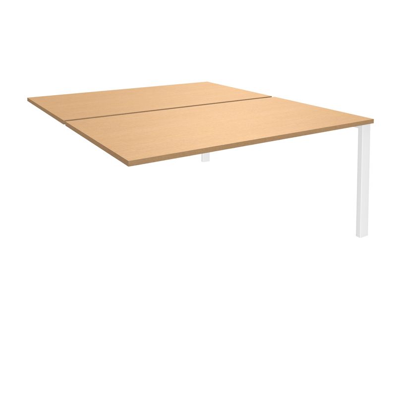 0404000122326-Bureau Bench IRIS - L160 cm - Plan suivant - Pieds blanc - plateau imitation Hêtre-P_400012232_1-0