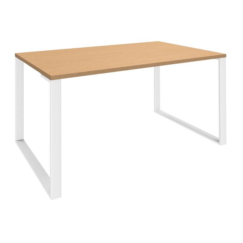 0404000122579-Bureau droit LOFTER - L80 cm - Plateau imitation Hêtre - pied Blanc-P_400012257_1-0