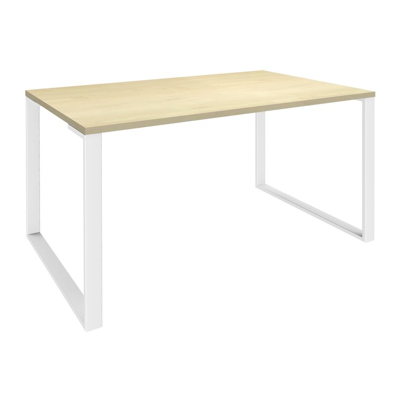 0404000122876-Bureau droit LOFTER - L140 cm - Plateau imitation Erable - pied Blanc-P_400012287_1-0