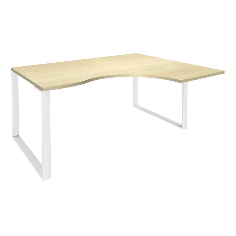 0404000123231-Bureau compact LOFTER - L160 cm - Retour à droite - Plateau imitation Erable - pied Blanc - (pied de renfort obligat-P_400012323_1-0