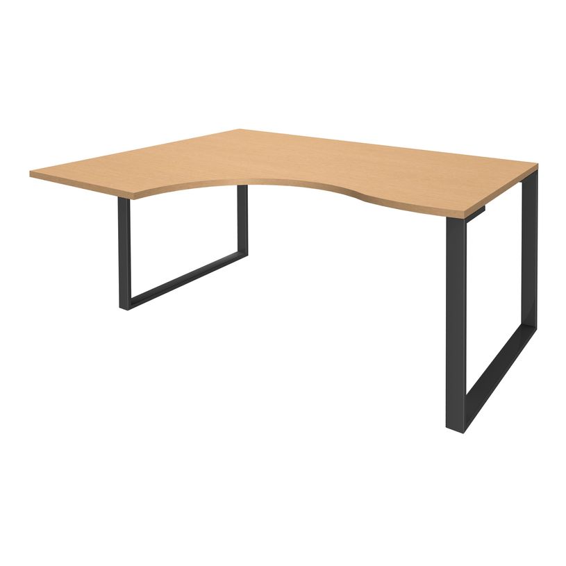 0404000123286-Bureau compact LOFTER - L160 cm - Retour à gauche - Plateau imitation Hêtre - pied Carbone - (pied de renfort obligat-P_400012328_1-0