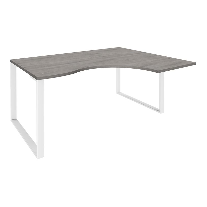 0404000123453-Bureau compact LOFTER - L180 cm - Retour à droite - Plateau imitation chêne gris - pied Blanc - (pied de renfort obligat-P_400012345_1-0
