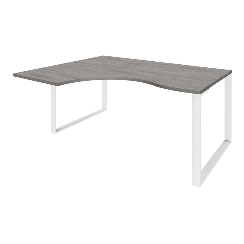 0404000123576-Bureau compact LOFTER - L180 cm - Retour à gauche - Plateau imitation chêne gris - pied Blanc - (pied de renfort obligat-P_400012357_1-0