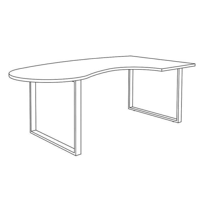 0404000123712-Bureau LOFTER Manager arrondi -  retour à droite - L200 cm - Plateau imitation Erable - Pied blanc (Pieds de renfort obligat-P_400012371_5-4