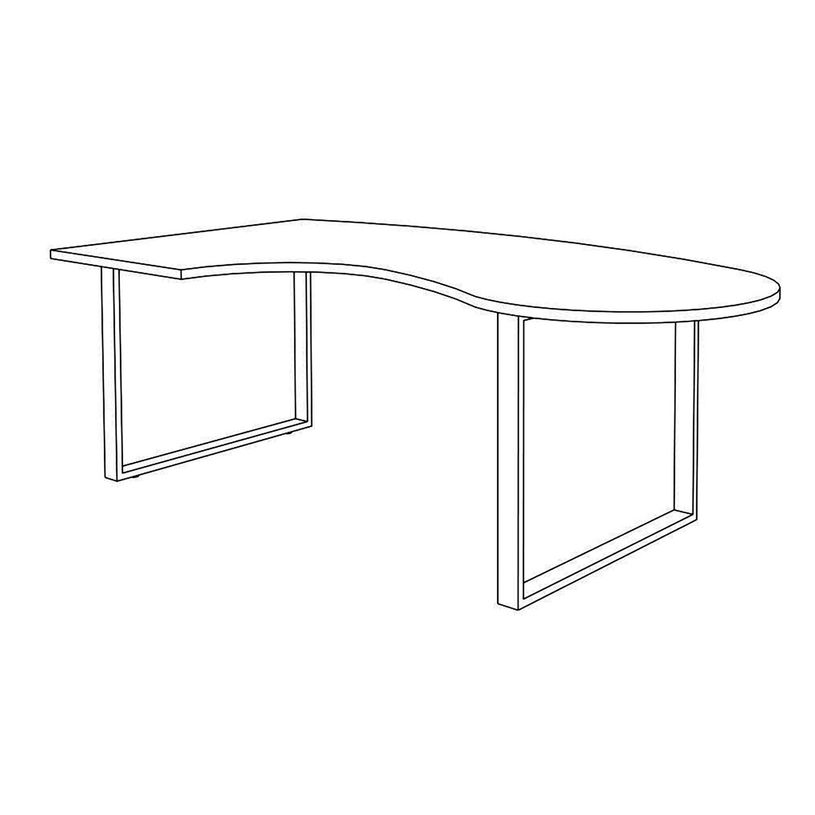 0404000123774-Bureau LOFTER Manager arrondi -  retour à gauche - L200 cm - Plateau imitation Hêtre - Pied blanc (Pieds de renfort obligat-P_400012377_6-4